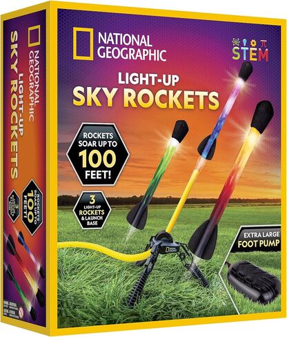NATIONAL GEOGRAPHIC Rocket Launcher for Kids – Patent-Pending Motorized Air Rocket Toy, Launch up to 200 ft, Kids Outdoor Toys & Model Rockets, Gifts for Kids Ages 8 9 10 11 & 12, Space Toys in Kuwait