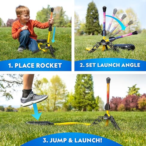 NATIONAL GEOGRAPHIC Rocket Launcher for Kids – Patent-Pending Motorized Air Rocket Toy, Launch up to 200 ft, Kids Outdoor Toys & Model Rockets, Gifts for Kids Ages 8 9 10 11 & 12, Space Toys in Kuwait