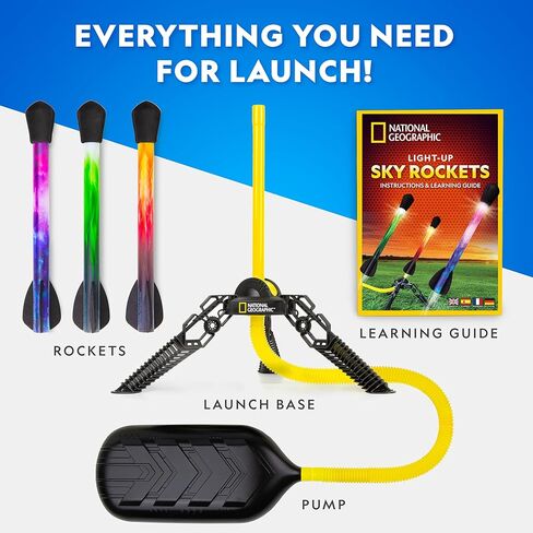 NATIONAL GEOGRAPHIC Rocket Launcher for Kids – Patent-Pending Motorized Air Rocket Toy, Launch up to 200 ft, Kids Outdoor Toys & Model Rockets, Gifts for Kids Ages 8 9 10 11 & 12, Space Toys in Kuwait