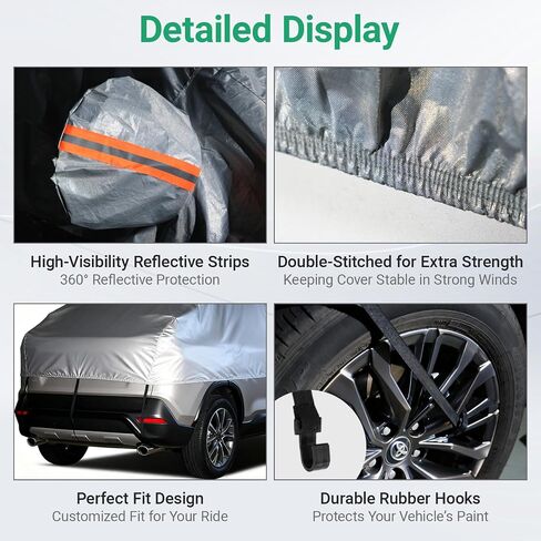 Half Car Cover for SUV, Sunroof & Windshield Cover for Ice and Snow, Hail Protector with Cotton Liner, Waterproof Roof Car Cover for All Weather Sun Rain Dust Protection in Saudi Arabia