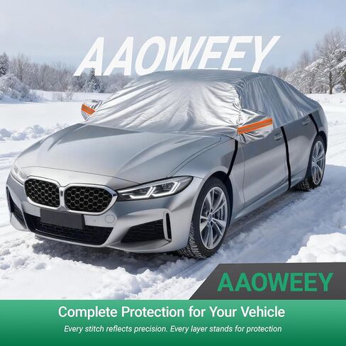 Half Car Cover for SUV, Sunroof & Windshield Cover for Ice and Snow, Hail Protector with Cotton Liner, Waterproof Roof Car Cover for All Weather Sun Rain Dust Protection in Saudi Arabia