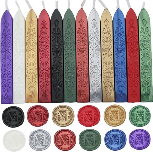12Pcs Wax Sealing Sticks with Wicks, Assorted Colors Wax Seal Sticks Great for Vintage Mixed Color Waxsealsticks Letter Sealwax Stamp Wedding Invitations, Decoration (12-1) in Saudi Arabia