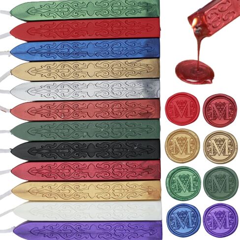 12Pcs Wax Sealing Sticks with Wicks, Assorted Colors Wax Seal Sticks Great for Vintage Mixed Color Waxsealsticks Letter Sealwax Stamp Wedding Invitations, Decoration (12-1) in Saudi Arabia