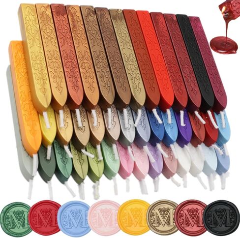 12Pcs Wax Sealing Sticks with Wicks, Assorted Colors Wax Seal Sticks Great for Vintage Mixed Color Waxsealsticks Letter Sealwax Stamp Wedding Invitations, Decoration (12-1) in Saudi Arabia