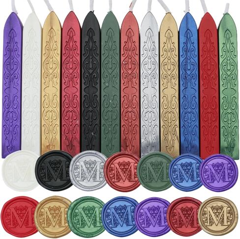 12Pcs Wax Sealing Sticks with Wicks, Assorted Colors Wax Seal Sticks Great for Vintage Mixed Color Waxsealsticks Letter Sealwax Stamp Wedding Invitations, Decoration (12-1) in Saudi Arabia