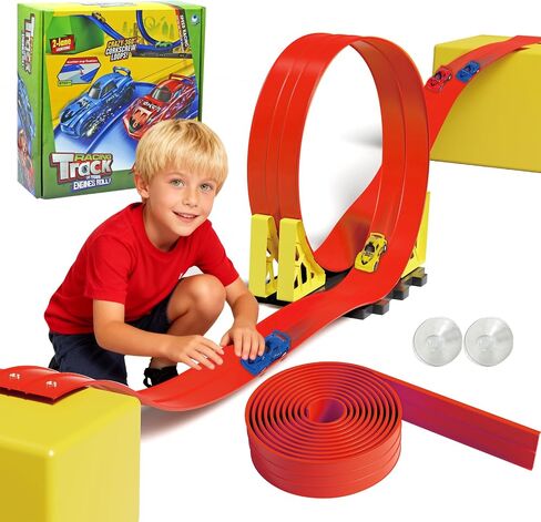 20ft Build Anywhere Portable Race Track with Suction Cups - Flexible Roll-Up Design Fits 1/64 Scale Cars, Portable Toy Gift for Kids 4+ Year Old in Saudi Arabia