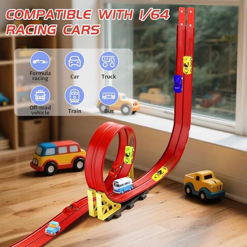 20ft Build Anywhere Portable Race Track with Suction Cups - Flexible Roll-Up Design Fits 1/64 Scale Cars, Portable Toy Gift for Kids 4+ Year Old in Saudi Arabia