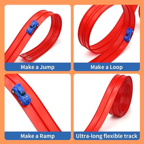 20ft Build Anywhere Portable Race Track with Suction Cups - Flexible Roll-Up Design Fits 1/64 Scale Cars, Portable Toy Gift for Kids 4+ Year Old in Saudi Arabia