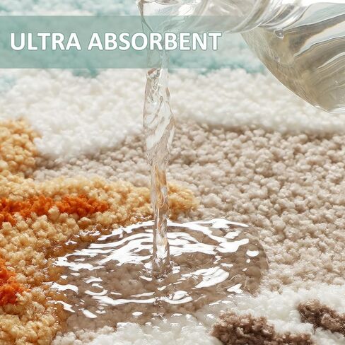 سجادة حمام سميكة للغاية بتصميم الشاطئ من WREWING، سجاد حمام على شكل قشرة رملية مموجة مع ظهر مانع للانزلاق، سجادة حمام من الألياف الدقيقة الماصة على شكل نجم البحر، سجادات حمام قابلة للغسل في الغسالة لديكور المنزل 20 × 31 بوصة (أزرق 2) in Kuwait