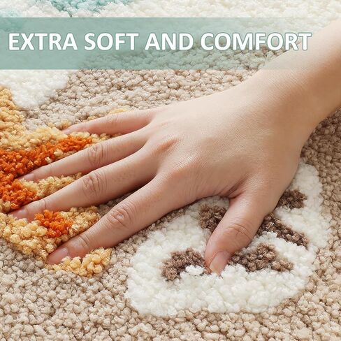 سجادة حمام سميكة للغاية بتصميم الشاطئ من WREWING، سجاد حمام على شكل قشرة رملية مموجة مع ظهر مانع للانزلاق، سجادة حمام من الألياف الدقيقة الماصة على شكل نجم البحر، سجادات حمام قابلة للغسل في الغسالة لديكور المنزل 20 × 31 بوصة (أزرق 2) in Kuwait