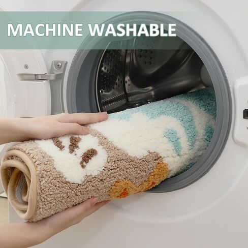 سجادة حمام سميكة للغاية بتصميم الشاطئ من WREWING، سجاد حمام على شكل قشرة رملية مموجة مع ظهر مانع للانزلاق، سجادة حمام من الألياف الدقيقة الماصة على شكل نجم البحر، سجادات حمام قابلة للغسل في الغسالة لديكور المنزل 20 × 31 بوصة (أزرق 2) in Kuwait