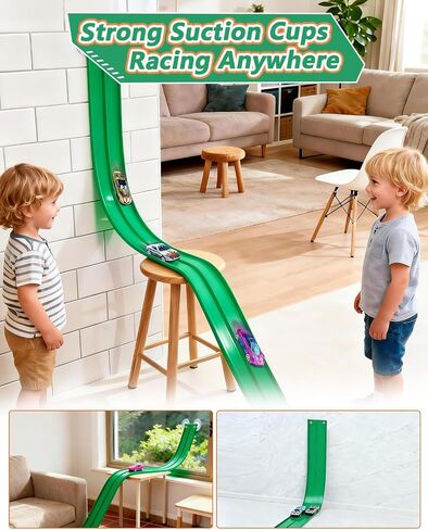15 Ft Flexible Race Car Track Double Lane– Rolls Up Racetrack Compact, Compatible with Diecast 1/64th Cars Hot Wheels Matchbox, Outdoor Flex Track Gift for Ages 3 & Up-Blue in Saudi Arabia