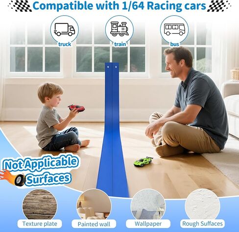 Flex Race Track 16 Ft with Suction Cups Compatible with Diecast 1/64th Cars, Flexible Car Track Toys for Ages 3+ Kids Toddlers Roll Out Portable Racetrack (Blue) in Saudi Arabia