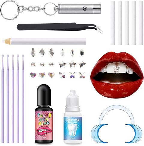 Nelikoo Tooth Gem Kit，Fashionable DIY Smile Jewelry Crystals Tooth Gems Kit for Teeth for Fashion & Parties in Saudi Arabia