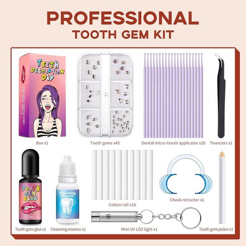Nelikoo Tooth Gem Kit，Fashionable DIY Smile Jewelry Crystals Tooth Gems Kit for Teeth for Fashion & Parties in Saudi Arabia
