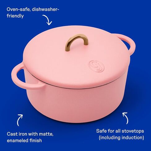 Great Jones Dutch Baby Dutch Oven with Lid (Taffy, 3.5-Quart) | Enameled Cast Iron, Round Shape | Safe for Stovetops & Ovens up to 500°F | Space-Saving & Dishwasher-Friendly | Small-Batch Cooking in Saudi Arabia