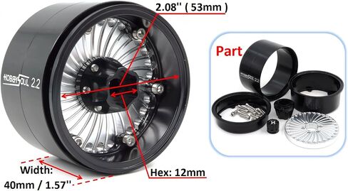 HOBBYSOUL Wide 40mm 2.2 Beadlock Wheels Adjustable Negative Offset Rims for 1/10 RC Crawler SCX10 Capra TRX4 Gen8 Everest gen 7 Pro Upgrades,HS701522 in Saudi Arabia