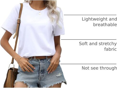 RightPerson Women's Casual Loose Short Sleeve Crewneck T-Shirts Solid Color Basic Summer Tops in Saudi Arabia
