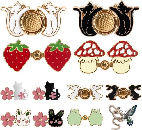 12 قطعة لشد خصر البنطلون - مشبك سروال قابل للتعديل للنساء، أزرار جينز لطيفة للجينز والسراويل الفضفاضة | حل ملائم بدون خياطة (تصاميم القطط والأرنب والضفادع) in Kuwait