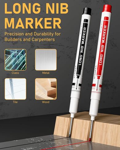 22 Pack Mechanical Carpenter Pencil Set with Sharpener 60 Refills, Automatic Center Punch, Carbide Scribe Tool, Eraser and Deep Hole Marker Pen, Heavy Duty Construction Pencil for Architect-With Pouch in Kuwait