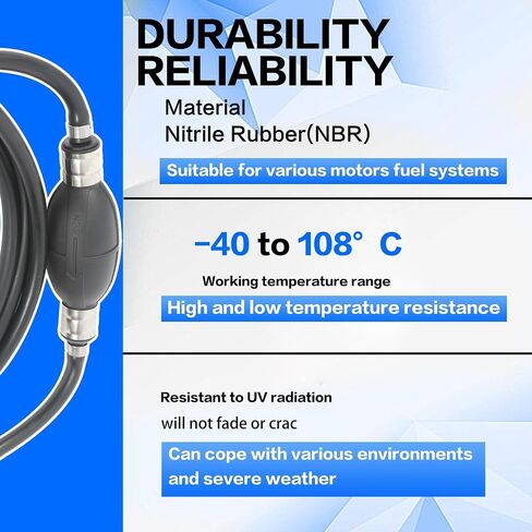 AMYBEST 5/16" 8mm Fuel Line Assembly, 10 FT Marine Outboard Boat Motor RVs Fuel Gas Line Hose Kit with Primer Bulb, Steel Hose Clamps and Connector, Compatible with Yamaha Outboard Motors (5/16" 8mm) in Saudi Arabia