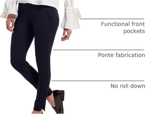 HUE Ponte 7/8 Leggings-Versatile Women's Pants for Work and Play, Black-Glimmer Windowpane, X-Small in Saudi Arabia