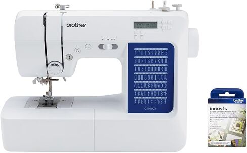 بروذر ماكينة خياطة وخياطة محوسبة CS7000X، 70 غرزة مدمجة، شاشة LCD، طاولة عريضة، 10 اقدام متضمنة، ابيض in Kuwait