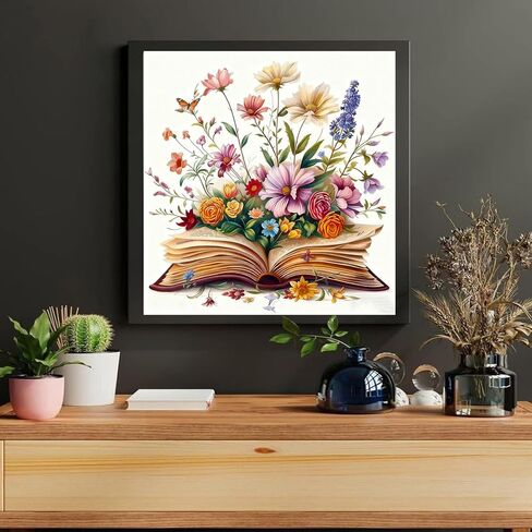 مجموعة كتب الطلاء بالأرقام للبالغين المبتدئين - حامل خشبي، طلاء زهور بالأرقام مع إطار، كتاب رسم للكبار حسب مجموعات الأرقام على القماش، فنون الرسم الزيتي السهل هدية ديكور جداري 8 × 8 بوصة in Kuwait