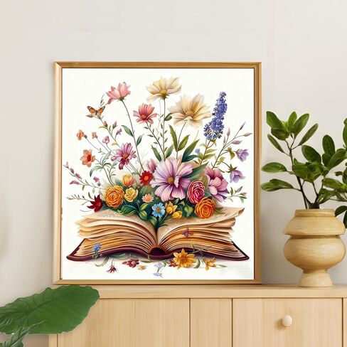 مجموعة كتب الطلاء بالأرقام للبالغين المبتدئين - حامل خشبي، طلاء زهور بالأرقام مع إطار، كتاب رسم للكبار حسب مجموعات الأرقام على القماش، فنون الرسم الزيتي السهل هدية ديكور جداري 8 × 8 بوصة in Kuwait