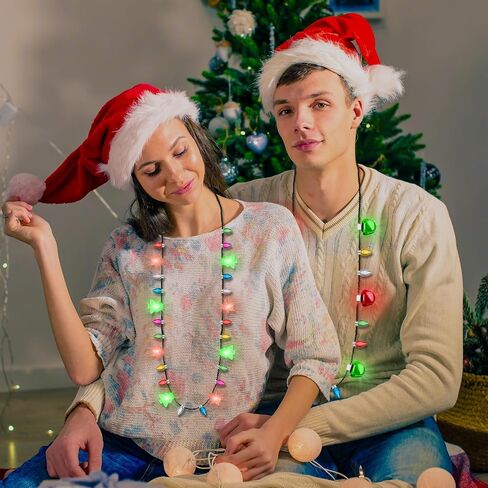 6 PCS Christmas Light Necklace, 6 Styles Colorful LED Christmas Lights, 8 Bulbs Light Up Christmas Necklace with 3 Flash Modes, Ugly Sweater Lights for Xmas New Year Party Favor Supplies Accessories in Saudi Arabia
