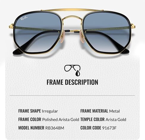 Ray-Ban RB3648M MARSHAL II Square-Round Shaped Sunglasses for Men & Women with Official RAYBAN Eyewear Kit in Saudi Arabia