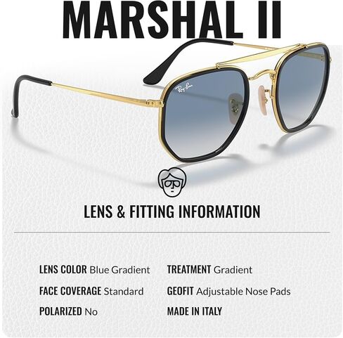 Ray-Ban RB3648M MARSHAL II Square-Round Shaped Sunglasses for Men & Women with Official RAYBAN Eyewear Kit in Saudi Arabia