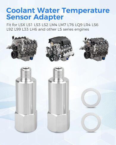 2Pcs Coolant Water Temperature Sensor Adapter, M12 1.5 to 3/8 NPT Extended, Fit for LS Engine LSX LS1 LS3 LS2 LM4 LM7 L76 LQ9 LR4 LS6 L92 L99 L33 LH6 in Saudi Arabia