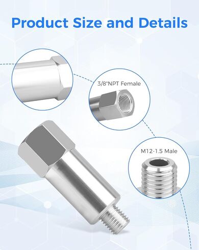 2Pcs Coolant Water Temperature Sensor Adapter, M12 1.5 to 3/8 NPT Extended, Fit for LS Engine LSX LS1 LS3 LS2 LM4 LM7 L76 LQ9 LR4 LS6 L92 L99 L33 LH6 in Saudi Arabia