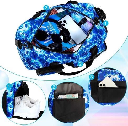 Kids Duffle Bag for Girls, Travel Bag with Shoe Compartments, Weekender Sleepover Dance Tote Bag for Teens, Water ResistantSports Carry on Gym Sports Bag - Purple in Kuwait