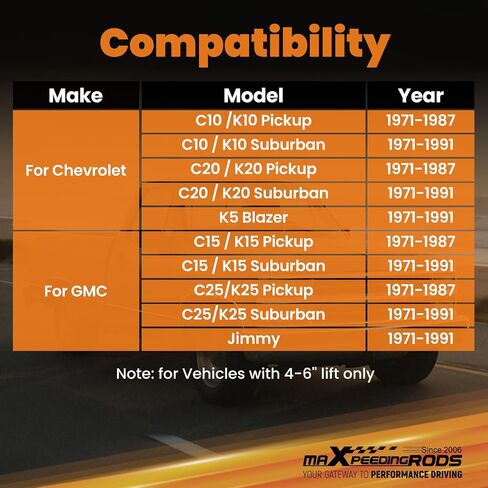 maXpeedingrods Extended Brake Lines for 1971-1991 Chevy C10/K10/C20/K20 Suburban Pickup, for GMC C15/K15/C25/K25 Pickup Suburban, Stainless Steel Front & Rear for 4-6'' Lifted Vehicles in Saudi Arabia