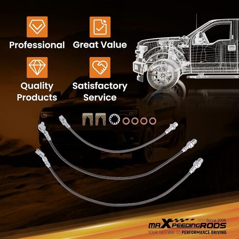 maXpeedingrods Extended Brake Lines for 1971-1991 Chevy C10/K10/C20/K20 Suburban Pickup, for GMC C15/K15/C25/K25 Pickup Suburban, Stainless Steel Front & Rear for 4-6'' Lifted Vehicles in Saudi Arabia