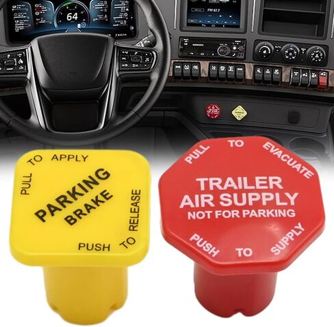 2 Pcs Parking Brake & Trailer Air Supply 298818N Yellow Semi Truck Parking Brake Knobs 298817N Red Tractor Trailer Air Brake Knob 298818 298817 for Peterbilt Kenworth Volvo Western Star Semi Truck in Saudi Arabia