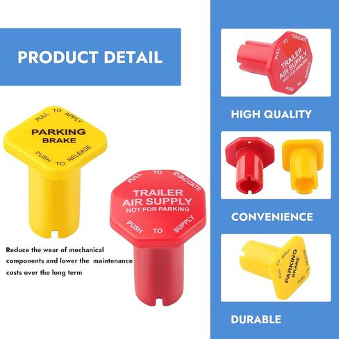 2 Pcs Parking Brake & Trailer Air Supply 298818N Yellow Semi Truck Parking Brake Knobs 298817N Red Tractor Trailer Air Brake Knob 298818 298817 for Peterbilt Kenworth Volvo Western Star Semi Truck in Saudi Arabia