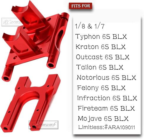 Center Diff Mount Upgrades Part for ARRMA 1/8 Kraton/Notorious/Outcast/Talion/Typhon,1/7 Felony/Infraction/Fireteam/Mojave/Limitless RC,Aluminum Center Differential Cover Mount,ARA320499,Red in Kuwait