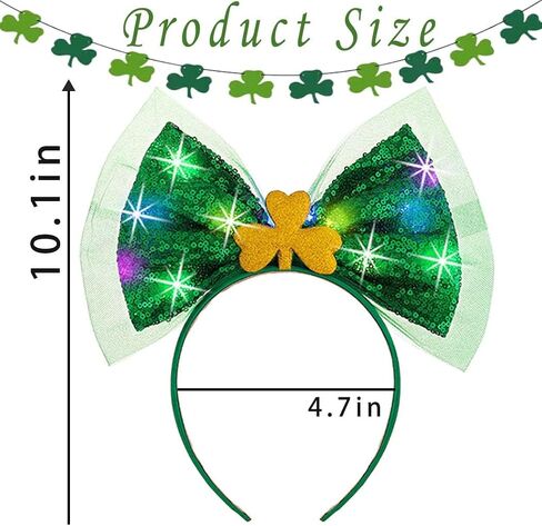 Outyua St Patricks Day Headbands Shamrock Green Bow Headbands Bow Hair Hoops Green Irish Shamrock Costume for Women in Kuwait