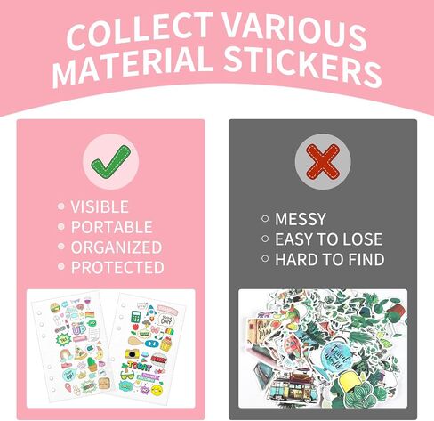 20 Sheets Clear Sticker Book Sleeves Pocket, Sticker Organizer Album Inserts for 6 Ring A6 Binder, for Organize Binder Stickers, Photos, Tickets, Cards, Cash, 1 Pocket in Saudi Arabia