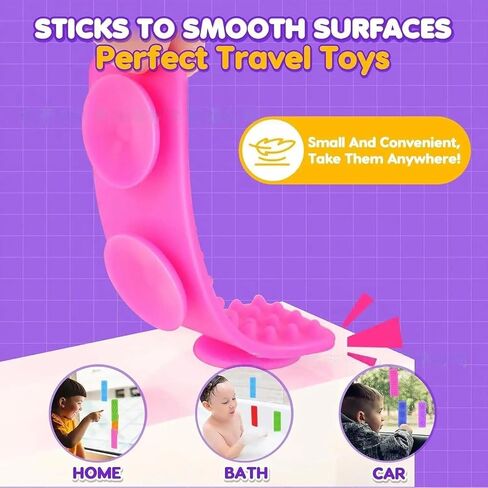 Sensory Fidget Toys Kids Adults, 8 Pack Textured Suction Toys for Autism Kids Calming,Sensory Stickers for Anxiety Relief,Fidget Strips for Classroom Office- Travel Toys Road Trip Essential (8 Packs) in Saudi Arabia