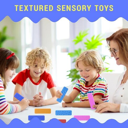 Sensory Fidget Toys Kids Adults, 8 Pack Textured Suction Toys for Autism Kids Calming,Sensory Stickers for Anxiety Relief,Fidget Strips for Classroom Office- Travel Toys Road Trip Essential (8 Packs) in Saudi Arabia