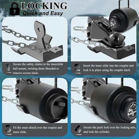 Trailer Lock, Heavy Duty Trailer Ball Lock Fits 2 5/16-Inch Couplers, Anti-Theft, Anti-Smashing, Secures Safety Chains, Solid Steel Towing Hitch Accessories for RV, Cargo, Boat (with Handle) in Saudi Arabia