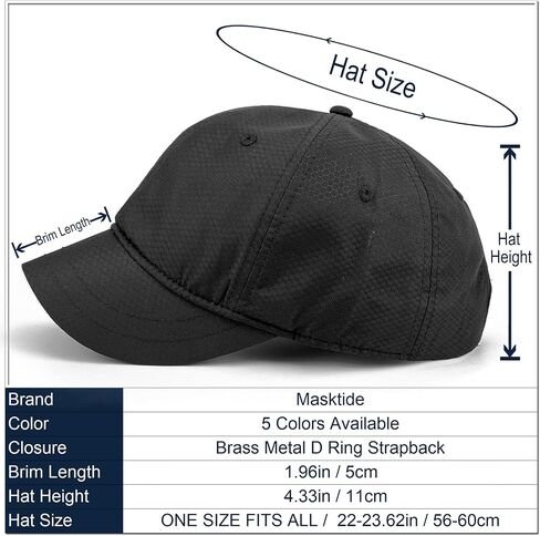 Masktide Short Brim Baseball Caps for Men Quick Dry Short Bill Hats for Women Ponytail Umpire Fitted Running Outdoor Sports in Kuwait
