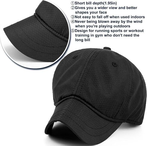 Masktide Short Brim Baseball Caps for Men Quick Dry Short Bill Hats for Women Ponytail Umpire Fitted Running Outdoor Sports in Kuwait