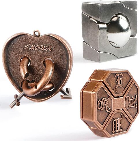 MHY Large Size Brain Teaser Puzzles,3 Pieces Metal Cast Puzzle Games Toys,3D Highly Difficult Adult Puzzles, IQ Educational Box for Teens… in Saudi Arabia