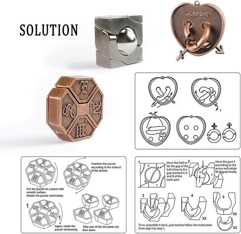 MHY Large Size Brain Teaser Puzzles,3 Pieces Metal Cast Puzzle Games Toys,3D Highly Difficult Adult Puzzles, IQ Educational Box for Teens… in Saudi Arabia