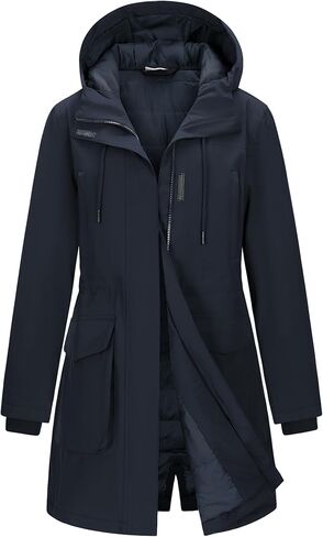 معاطف شتوية نسائية بطول 33,000 قدم، سترات شتوية طويلة مقاومة للماء مع غطاء للرأس، سترة منتفخة دافئة مقاومة للرياح، معطف تزلج معزول in Kuwait